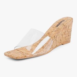 Stylish Cork Wedges with Clear Strap NWOT